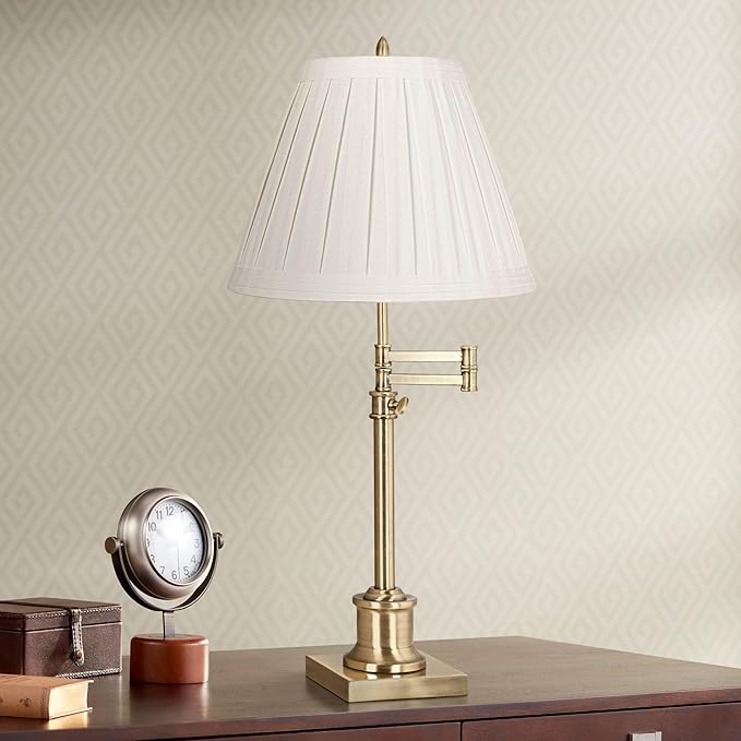 Set of 2 Creme Linen Box Pleated Large Drum Lamp Shades 7" Top x 14" Bottom x 11" High (Spider) Replacement with Harp and Finial - Springcrest