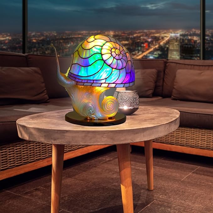 Mmoneyake Mushroom Table Lamp, Retro Painting Table Lamp, Bohemian Resin Decorative Bedside Lamp, Stained PVC Flower Animal Series Night Light Bedside Bedroom Decoration