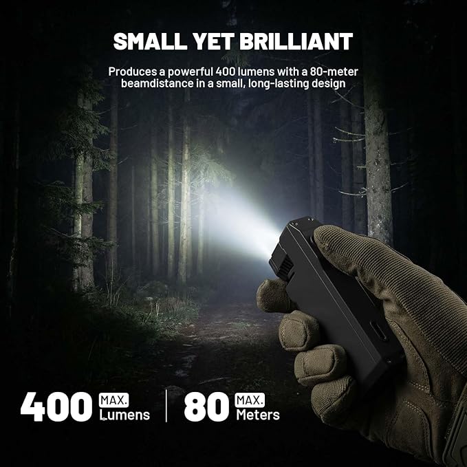 Rechargeable EDC Flashlight, 450 Lumens180° Rotatable Portable Flat Mini Pocket Flashlight, IPX6 Waterproof Multi-Mode RGB Magnetic Keychain Flashight for Home Working Camping Hiking Emergency (Black)