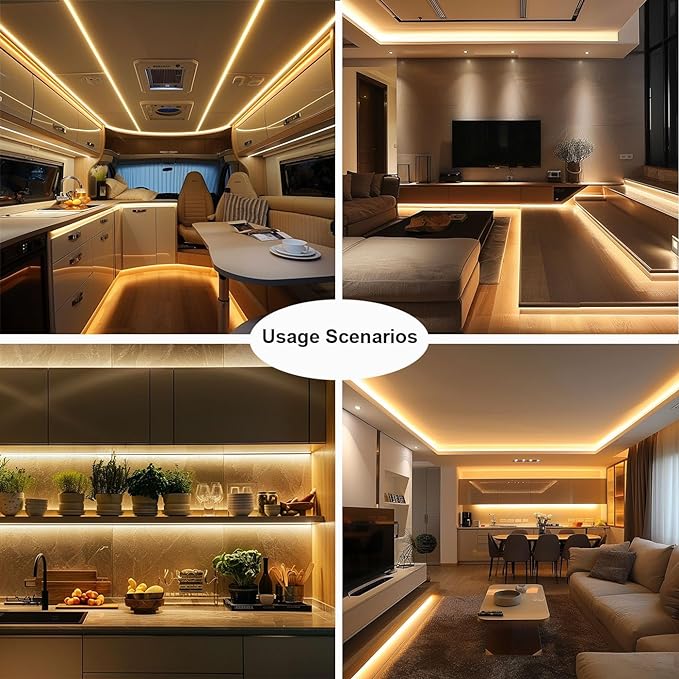 TOPAI 24V COB LED Strip Warm White 3000K Outdoor Waterproof 16.4ft Super Bright 4000Lm CRI>90 Self Adhesive Uniform Dotless 480LEDs/M Cuttable Flexible for Home,Office DIY Lighting Project