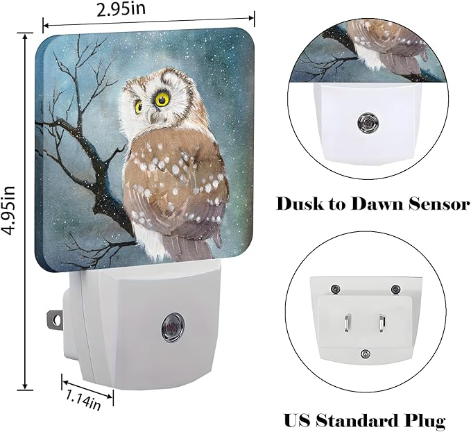 Winter Snow Cute Night Light,Plug Into Wall with Dusk to Dawn Light Sensors, Warm Nightlights for Bedroom, Bathroom, Hallway, Kitchen, Gifts Ideal for Boys Girls Women Men