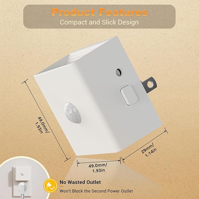 JandCase Motion Sensor Night Light, Night Lights Plug into Wall with Adjustable Brightness, Motion Activated Night Light, 3000K Warm White, for Kids Bathroom Hallway Kitchen Bedroom