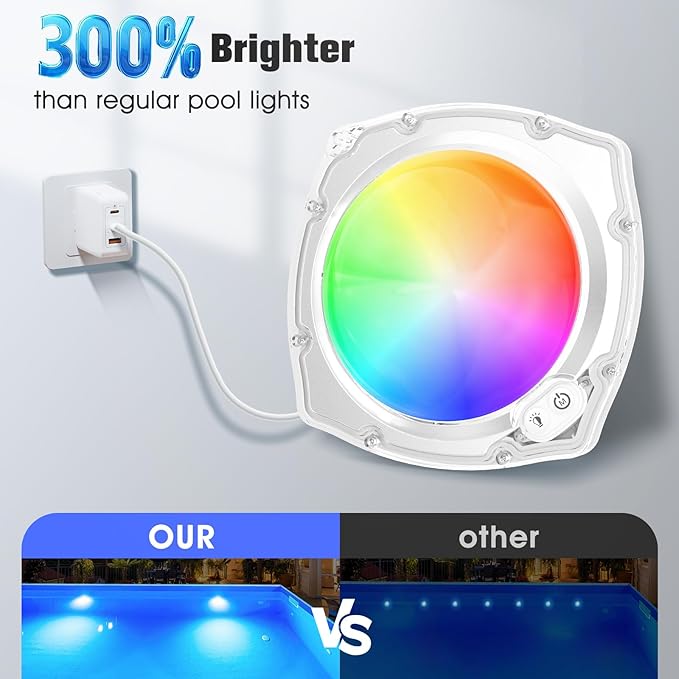 Submersible Pool Lights with Remote, High Brightness Swimming Led Pool Lights for Above Ground Pools Waterproof, 9 Modes Underwater Magnetic Pool Light for Inground Pool-2pc