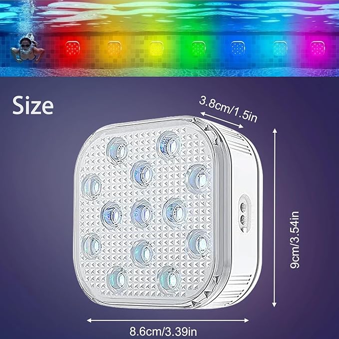 Pool Lights, Rechargeable Submersible Pool LED Lights with Remote Timer Off,IP68 RGB Waterproof Pool Decor Light 16 Colors for Above Ground Inground Pool, Bath, Party,4 Pack