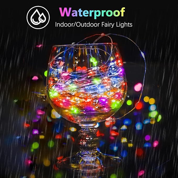 2 Pack Fairy Lights Battery Operated, 20FT 60LED RGB Color Changing String Lights, Waterproof Multicolor Changing Twinkle Light with Timer and Remote for Indoor & Outdoor Bedroom Christmas Decorations