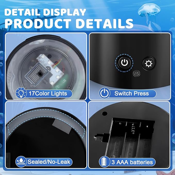 Jellyfish Lamp, Mothers Day Gifts, Jellyfish Tank Mood Light, Table Lamp for Home Decor, Relaxation and Sleep, Jellyfish Aquarium with 17 Colors Changing, Birthday Day Gifts for Women, Kids
