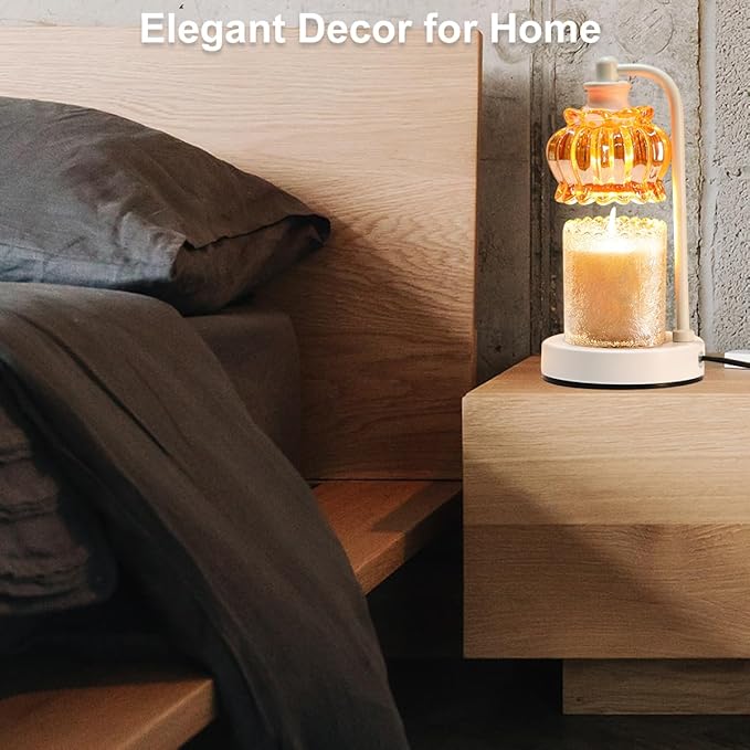 Candle Warmer Lamp with Timer, Dimmable Candle Lamp Wax Melt Warmer with 2 Bulbs, Electric Candle Warmer Light for Bedroom Living Room Birthday Christmas Gifts for Women Mom