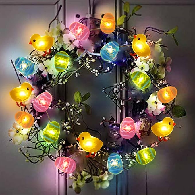 50 LED Egg Easter Lights for Easter Decorations, Battery Operated Easter String Lights for Easter Garland Spring Wreath Decor, Mini Lighted Eggs for Home Classroom Hunt Party Mantle Decor