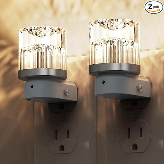 L LOHAS LED Night Light, 2 Pack Night Lights Plug into Wall, 3000K Soft Light LED NightLights, Built in Dusk to Dawn Sensor for Hallway, Bathroom, Rooms
