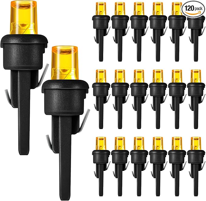 Honoson 120 Count 5 mm LED Halloween Replacement Bulbs Bulk Wide Angle Christmas Light Xmas Tree String Replacement Festival Light Decoration (Black Base with Orange Colors Bulb)