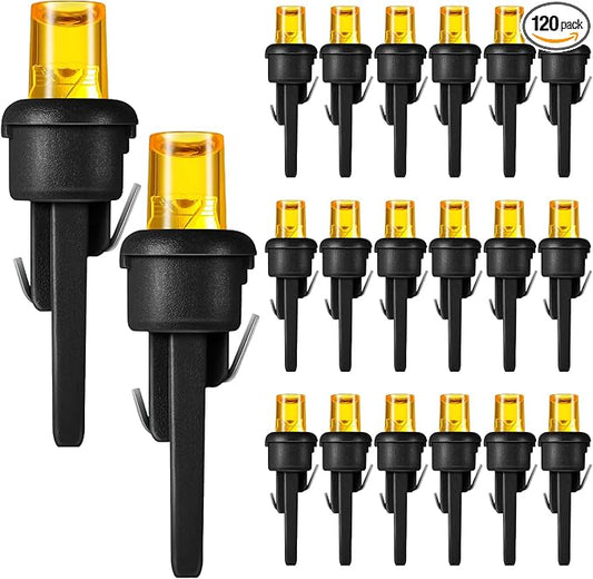 Honoson 120 Count 5 mm LED Halloween Replacement Bulbs Bulk Wide Angle Christmas Light Xmas Tree String Replacement Festival Light Decoration (Black Base with Orange Colors Bulb)