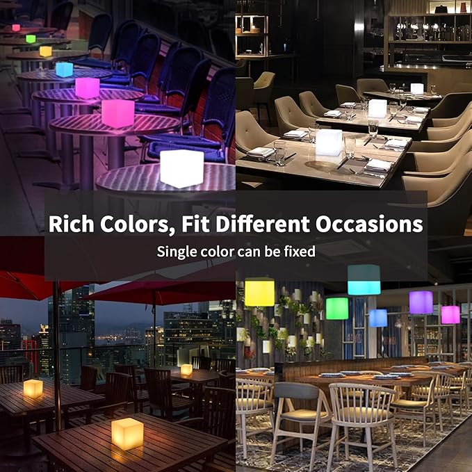 Borelor LED Cube Light, 4-Inch Rechargeable & Remote Control Mood Lamp, 16 Color Changing Glowing Night Light, Dimmable Decorative Lighting for Home/Party/Bar/Wedding