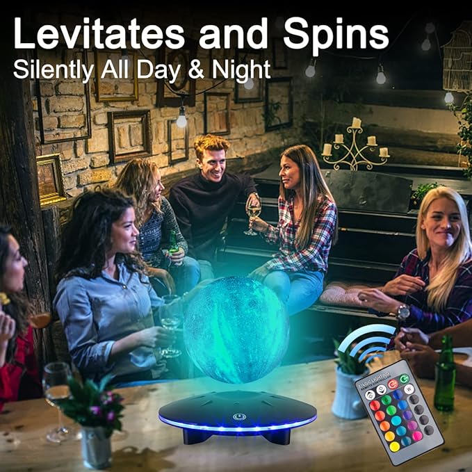 Floating Moon Lamp 16 Colors Remote Control Night Light Brightness Adjustable for Home Office Decor Desk Cool Tech Gadgets,Bedroom Unique Lamps for Friends