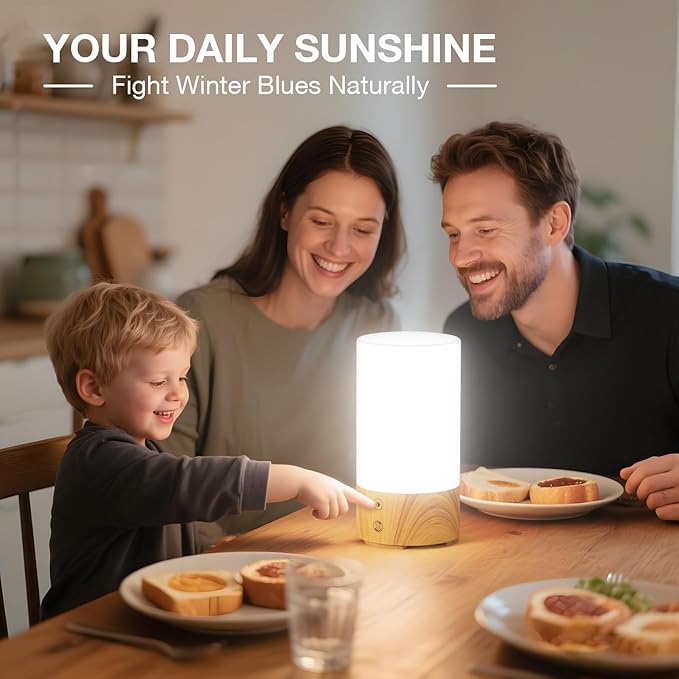 Light Therapy Lamp 10000 Lux, UV-Free Sun Lamp with 4 Brightness Levels & 3 Color Temperatures, Full Spectrum Daylight Lamp with Remote Control & Timer for Home Office Desk