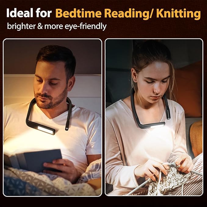 Neck Reading Light with Storage Case:10-80Hrs Eye-Friendly Rechargeable Book Lamp, Knitting Crochet Accessories Sewing Craft Light, Mothers Day Gifts for Mom Wife Book Lovers Readers Knitters Crafters