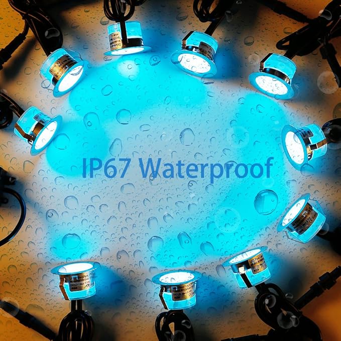 FVTLED Low Voltage Recessed RGBW Deck Light, 30pcs Φ1.22 RGB & Warm White Stainless Steel Waterproof Outdoor Step Lighting In-ground Landscape Pathway Patio Stair Decor Lamp, Black