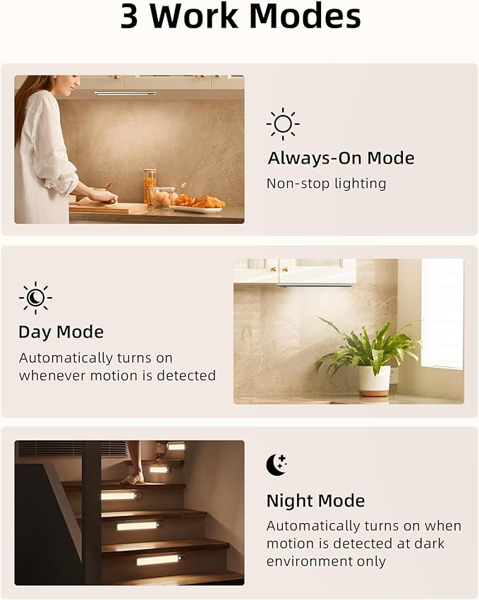 EZVALO Under Cabinet Lighting with Charging Station, Rechargeable Motion Sensor Light Indoor, Dimmable Closet Lights Wireless, 3500K, Motion Activated Under Counter Lights for Kitchen,Pantry(3 Pcs)