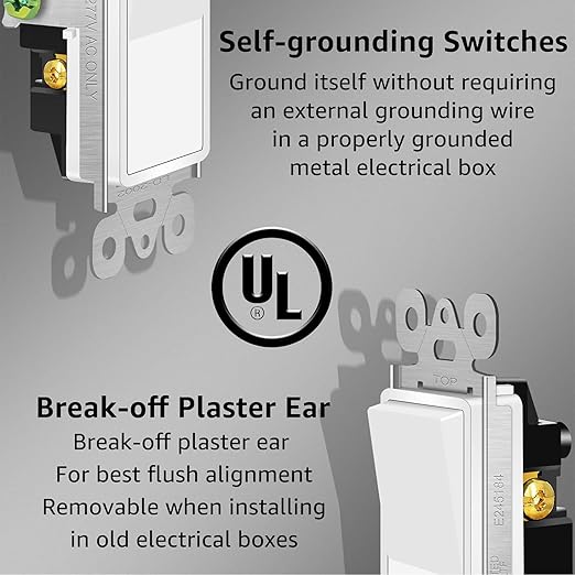 3 Way Switch White, Greencycle 12 Pack Three Way Light Switch Rocker Switches 15A 120/277V, On/Off Rocker Paddle Interrupter, Residential/Commercial Grade,Home & Office,UL/CUL