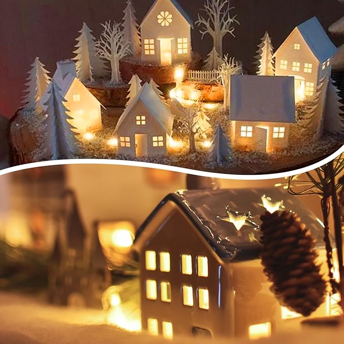 4 Sets 6FT White Accessory Cord with 8pcs LED Night Light Bulbs (4 Spare), E12 Socket C7 Bulbs Clip Lights with 360 Degrees On/Off Switch Plugs for Craft Lighting Halloween Christmas House Decorations