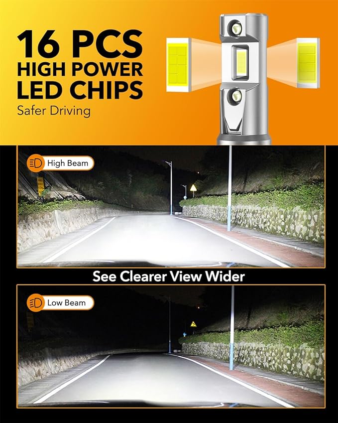 OXILAM 9005 9006 LED Bulbs Combol, HB-3 & HB-4 900% Brighter 6500K Cool White Driving Bulbs, Anti-Flicker, 10-Years Lifespan, Fog Lights Compatible with Cars Trucks SUVs, Pack of 4