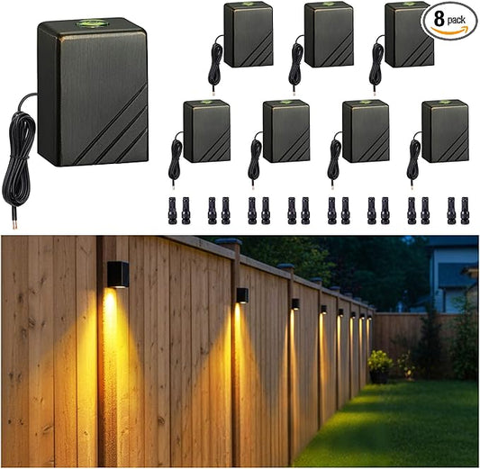 Gardenreet Solid Brass Step Lights - Low Voltage LED Deck Light Landscape, Outdoor Waterproof Hardwired Wall Sconces for Fence Yard Railing Warm White 2700K 3W 216LM 8 Pack