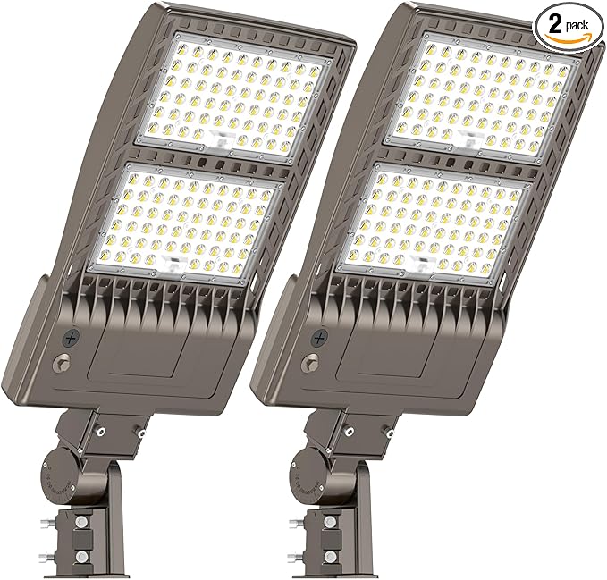 KUKUPPO 2Pack 480 Volt 320W LED Parking Lot Light 48,000LM Power Adjustable, ETL DLC Listed LED Shoebox Pole Court Light Outdoor Parking Lighting with Slip Fit 5000K IP65 Waterproof 277-480V