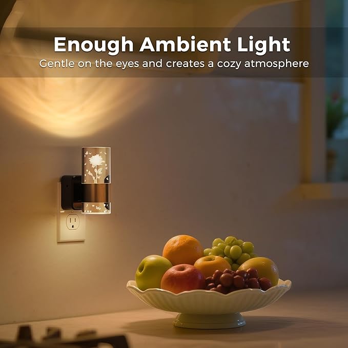 L LOHAS LED Night Lights Plug into Wall, Color Changing Night Light with Rose Carved, Dusk to Dawn Light Sensor and Adjustable Brightness, Elegant Design Night Light for Birthday, 1 Pack