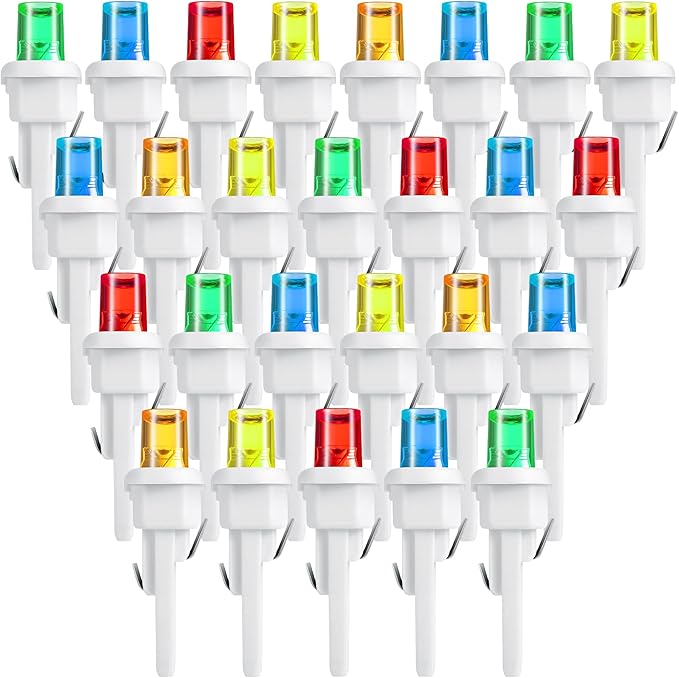 Honoson 180 Count 5 mm LED Halloween Replacement Bulbs Bulk Wide Angle Christmas Light Xmas Tree String Replacement Festival Light Decoration (White Base with Multicolor Bulb)