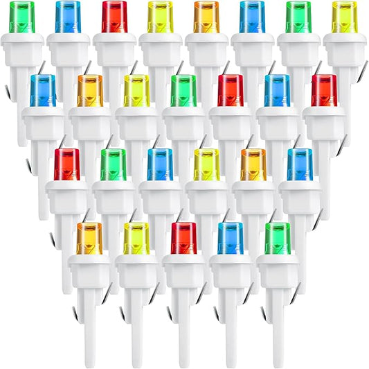 Honoson 180 Count 5 mm LED Halloween Replacement Bulbs Bulk Wide Angle Christmas Light Xmas Tree String Replacement Festival Light Decoration (White Base with Multicolor Bulb)