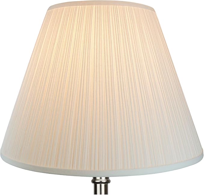 FenchelShades.com Lampshade 9" Top Diameter x 18" Bottom Diameter x 13" Slant Height with Washer (Spider) Attachment for Lamps with a Harp (Pleated Cream)