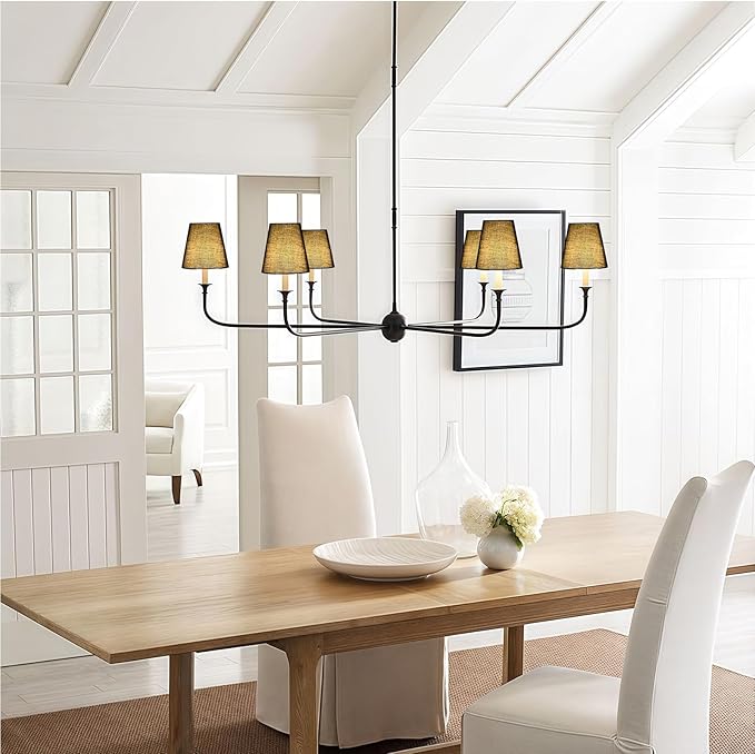 3" Top x 6" Bottom x 5" High Chandelier Shades, Black 3.0x6.0x5.0 Inches Linen Fabric Lampshades, Perfect Covers for 6 Light Pendant Light or Wall Sconce, Clip On Bulb, E12 Socket(Small Size, 6 Pack)