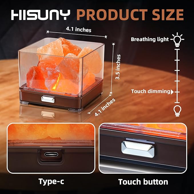 Touch Himalayan Salt Lamp with Smart Heating Essential Oil System, 6-Way Dimmable Mini USB LED Pink Natural Salt Rock Night Lamp for Home Decor Zen Gifts Salt Therapy Yoga Spa Meditation