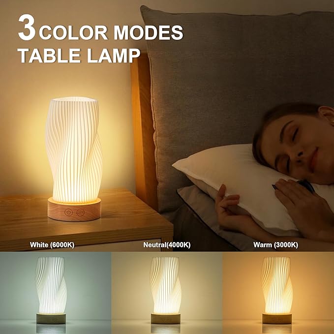 Battery Operated Portable Desk Lamp Set of Two, Dimmable Cordless LED Table Lamp,3 Colors & Memory Function, Modern Rechargeable Bedside Lighting for Living Room, Bedroom, White, 8.6inch