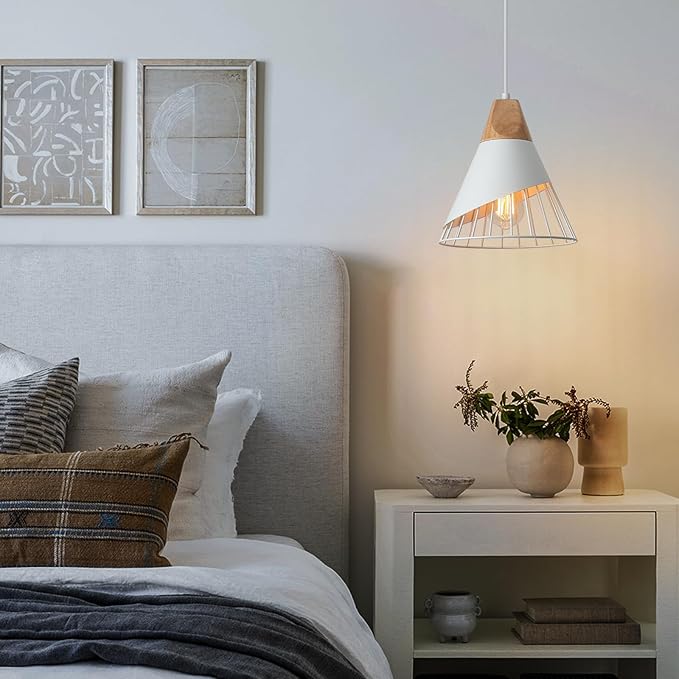 Modern Pendant Lights, 3 Packs 9.4inch Farmhouse Pendant Light, White Pendant Light, Kitchen Pendant Lighting, Pendant Lights Kitchen Island for Living Room, Bar, Bedroom, Office