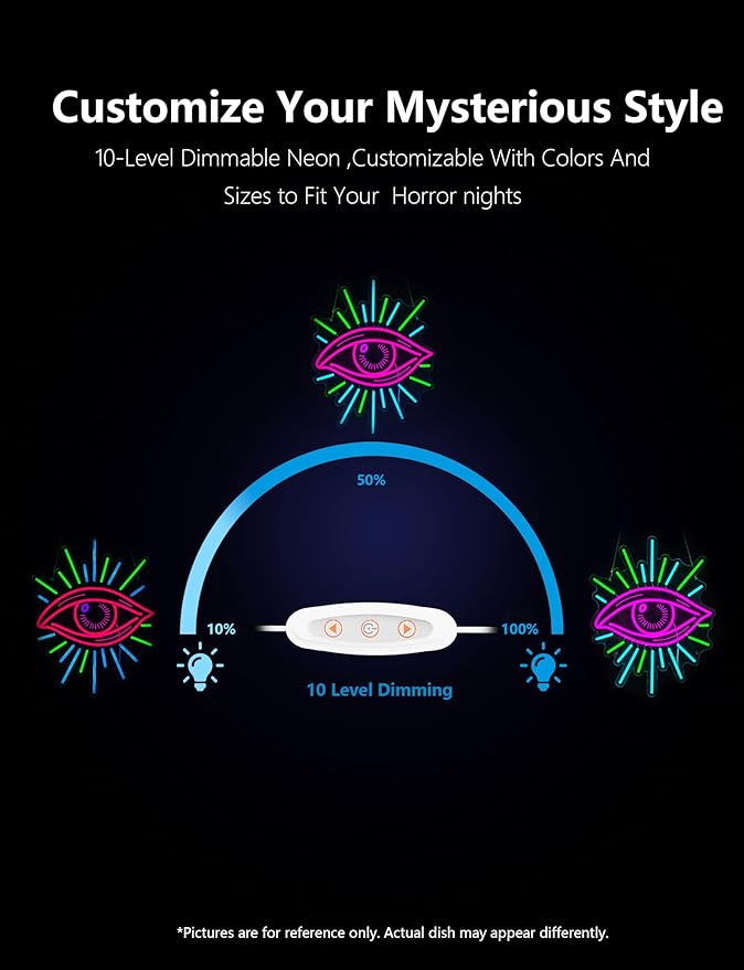 Evil Eye Neon Sign,19.7 Inch Giant Evil Eye Light up Sign - Cool Neon Light Wall Decor for Home Karaoke Bar Restaurant Pub Cafe Salon Game Room, USB Powered (19.7 x 15.7 inches, 1Pack)