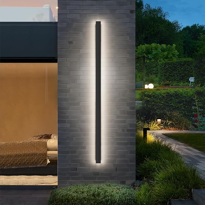 56.3inch Long Outdoor LED Wall Light 4000K Natural Light 45W Black Porch Light Acrylic Waterproof IP65 Exterior Wall Light Fixture for House Patio Porch Courtyard