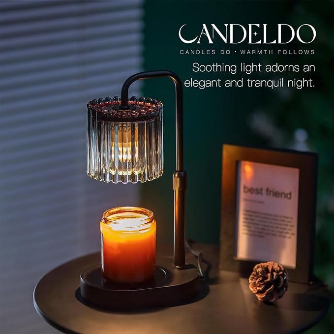 Candle Warmer Lamp with Timer: Black Candle Warming Lamp Height Adjustable Wax Melt Warmer Dimmable Modern Farmhouse New Home Bedroom Decor Mothers Day Housewarming Gift for Women