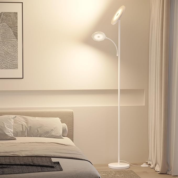 SUNMORY Floor Lamps for Living Room, 48W/4200LM Super Bright LED Floor Lamp with Remote Control, 69" Tall Standing Lamp with Stepless Dimmable, Modern Torchiere Reading Lamp for Bedroom, Office White
