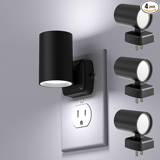Led Night Light Plug in,Night Lights Plug into Wall Dusk to Dawn Sensor,20lm/40lm Adjustable Brightness,5700k Daylight,Dimmable Night Light for Hallway Bedroom Bathroom 4 Pack ETL-Certified