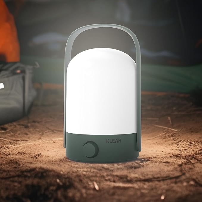 KLEAH Table Lamp Portable Cordless Lantern, 360° Portable Handle, Stepless Dimmer, Powerful Long-Lasting 50hrs, Rechargeable LED Lantern for Camping Bedroom Party, Green