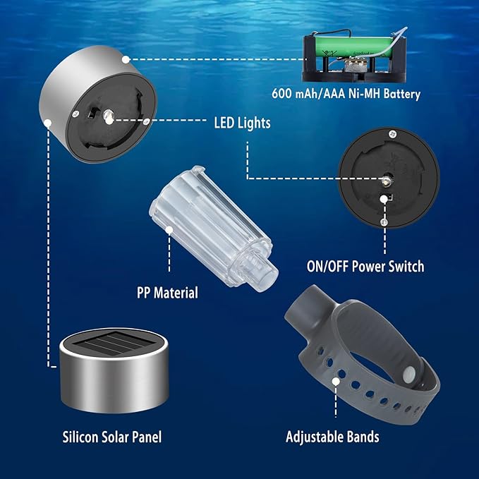 Pool Lights for Above Ground Pools, Pool Accessories for Frame Pool Decoration, Waterproof LED Solar Lights Warm Light at Night Lighting for Swimming Pools-6Pcs