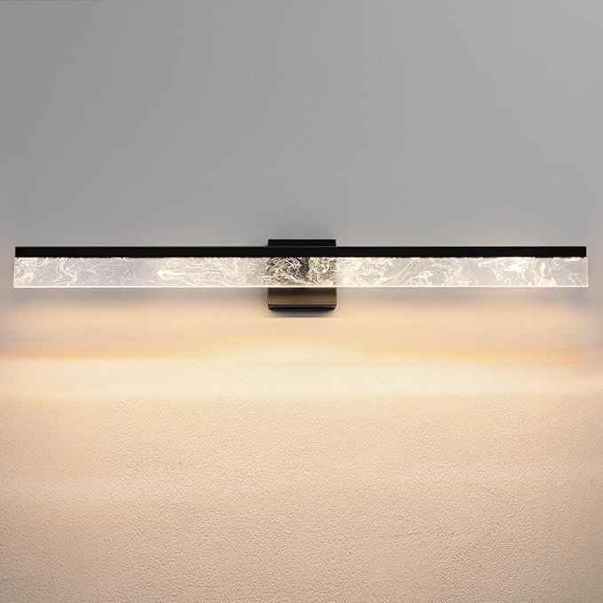 Bathroom Light Fixtures Over Mirror, 39 Inch Bathroom Vanity Light Black LED Vanity Light Bar, 28W Dimmable Modern Bath Vanity Lighting Fixtures Wall Mount 3000K
