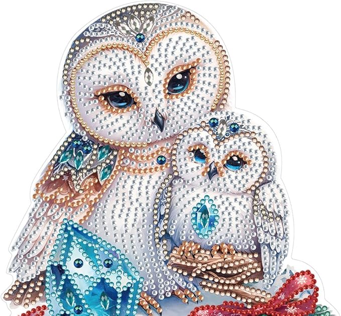 Adorable Owl Diamond Art Painting Night Light,Diamond Art Painting Kits Desktop Touch Lamp Ornaments for Tabletop Decor Diamond Art Accessories for Adult Beginner Bedrooms Living Room