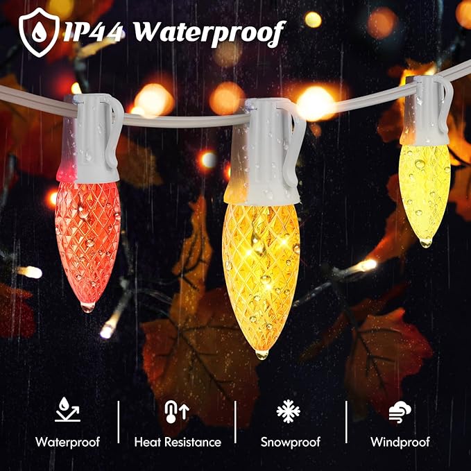 Brightever Commercial 500 FT LED Lights Sockets Outdoor, C9 E17 Light Sockets Set Spool, C9 Sockets Patio String Lights, C9 Light Strands - 12 Spacing Intermediate Base White Wire String Lights