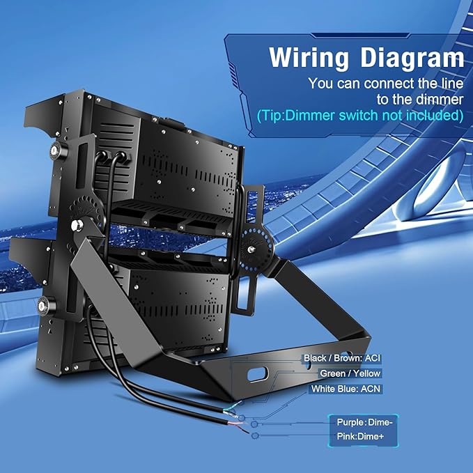 0-900W Led Stadium Lights, IP66 High Power Outdoor Sport Court Arena Light Pro-Grade High Mast Lighting with Dimmable 10KV Surge Protection Commercial and Industry for Large Area Lighting