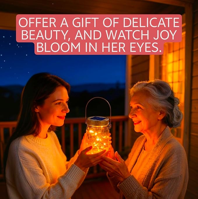 Cooo Gift for her him 6 Pack Solar Lanterns Outdoor Waterproof Upgraded Crystal Glass Solar Mason Jar Lights 30 LED 215% Larger SolarPanel, Anti-Rust Lid Hanging Outdoor Lanterns for Garden Porch