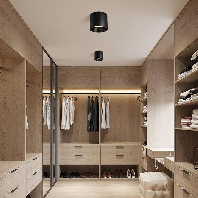 3Pack Modern LED Flush Mount Ceiling Light Fixture, 20W Dimmable & 3000K-6000K 3 Color Selectable Black Cylinder Ceiling Lamps for Low Profile Living Room Hallway Entryway Kitchen Dining Room Foyer