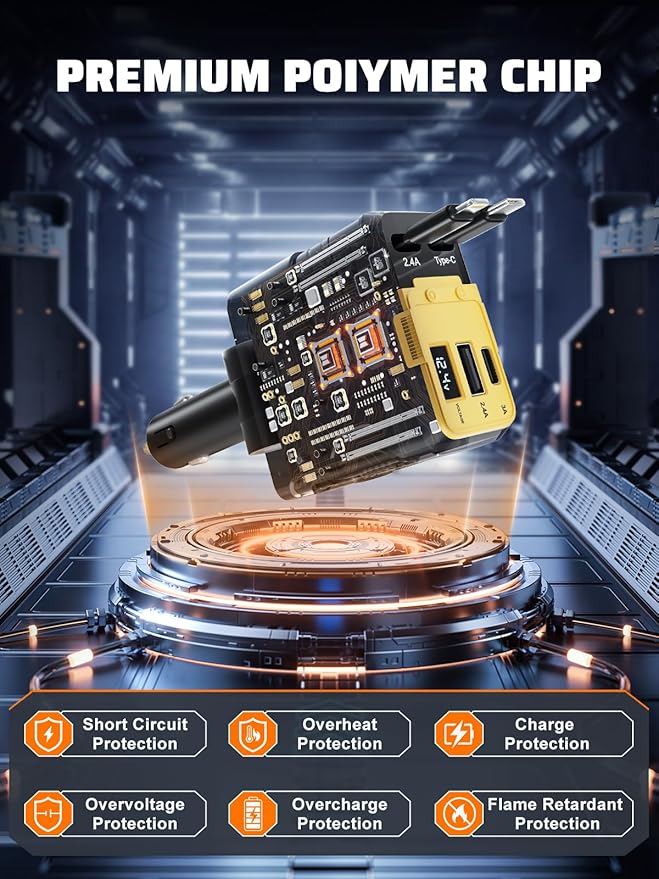 Retractable Car Charger with Retractable Cables (31.5 inch), 4 in 1 Super Fast Car Phone Charger, 2 USB Ports Car Charger Adapter, Compatible with iPhone 15 14 13 12 11 Pro Max, iPad, Pixel