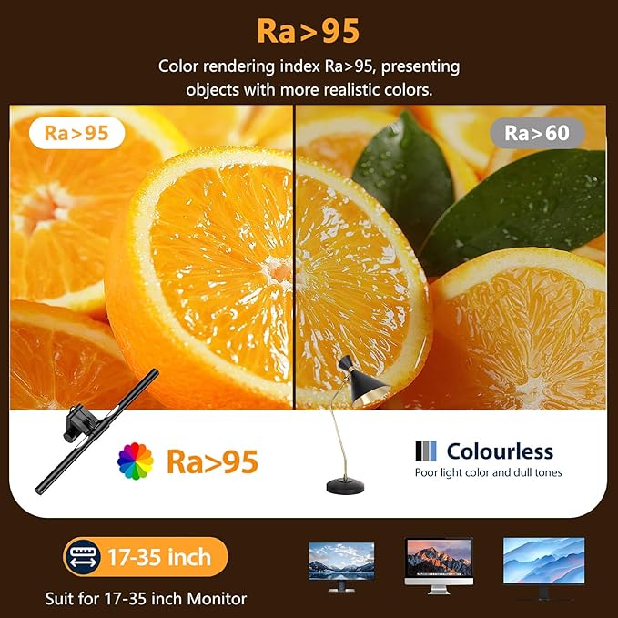 Monitor Light Bar, Screen Light Bar, PC light, Desk Lamp for Eye Caring, Space Saving with Remote Control, Adjustable Color Temperature, Backlight, USB Powered LED for Home Office Work (Remote)