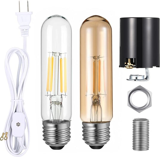 Baquler Large Ceramic Christmas Tree Wiring Kit, with 4 Watts LED Bulbs, E26 Candelabra Base, Lamp Wiring Kit, Christmas Tree Replacement Lights for Desk Lamp Lighting Large Size Objects DIY Projects